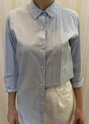 Рубашка блузка блуза zara с жемчугом