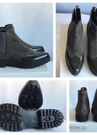 Стильные ботинки- челси geox respira из натуральной кожи замши р. 36; 37,5; 38,55 фото