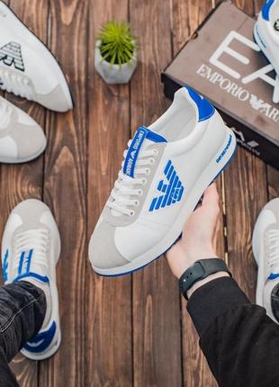 Кроссовки мужские beige white blue 💙