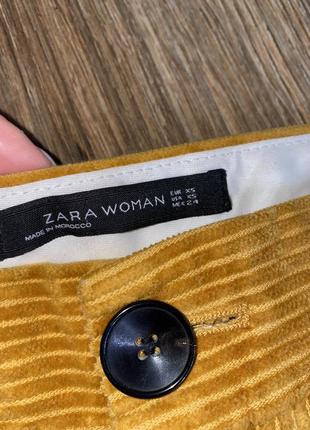 Вельветові широкі укорочені брюки zara xs3 фото