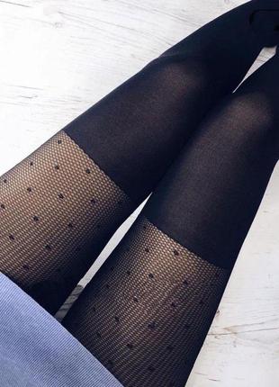 Колготки с имитацией чулок, с горохом