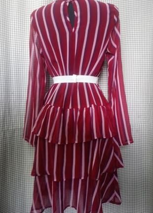 Платье сарафан полоска туника шифон воланы оборки рюши прозрачное3 фото