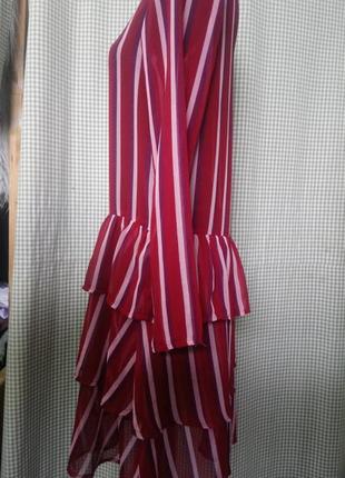 Платье сарафан полоска туника шифон воланы оборки рюши прозрачное8 фото