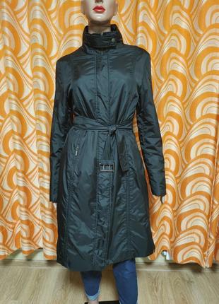 Стильное демисезонное черное пальто плащ куртка миди воротник стойка zara