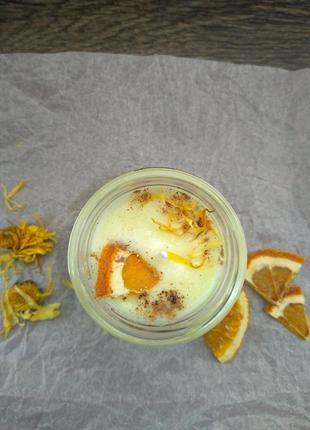 Апельсинова аромасвічка, соєва свічка3 фото