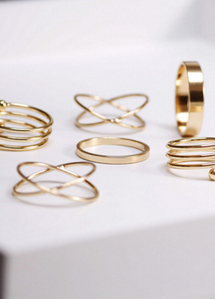 Набор колец кольца на фаланги под золото3 фото