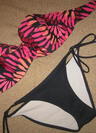 Купальник роздільний рожево-чорний