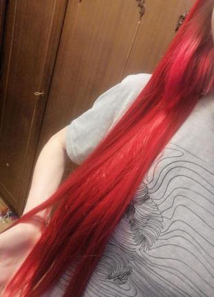 Волосы на резинке красный цвет3 фото