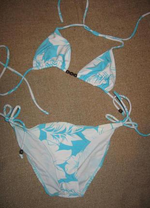 Купальник цветочный бирюзовый