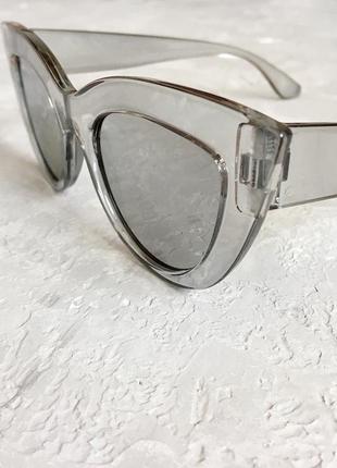Сонцезахисні окуляри кішечки із сірою прозорою оправою5 фото