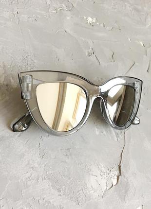 Сонцезахисні окуляри кішечки із сірою прозорою оправою4 фото