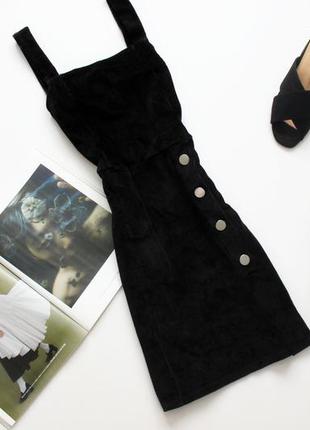 Красивый черный вельветовый сарафан 12 л