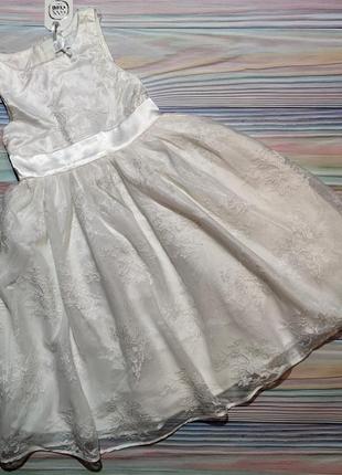 Белое нарядное платье с вышивкой cool club р. 104, 116