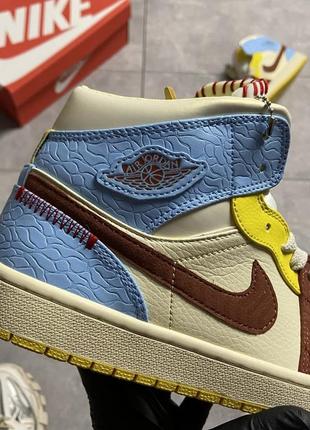 Жіночі кросівки nike air jordan 1 retro beige blue 36-37-38-39-409 фото