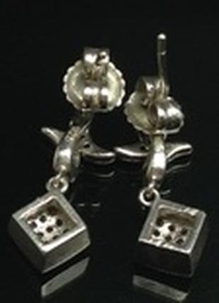 Срібні сережки-гвоздики 925* з розсипом фіанітів.10 фото