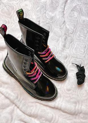 Dr. martens rainbow patent boot 1460 неформальные ботинки панк гранж9 фото