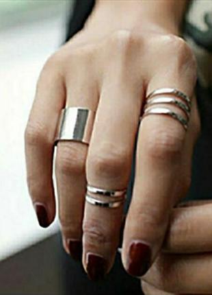 Тренд набор колец фаланговые кольца серебро3 фото