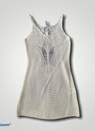 Вязаное короткое платье на лето xs