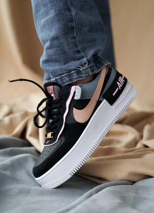 Кросівки nike air force 1 shadow black / metallic red кроссовки