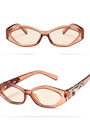 Тренд 2021 сонцезахисні окуляри світлі коричневі вузькі геометрія ретро окуляри3 фото