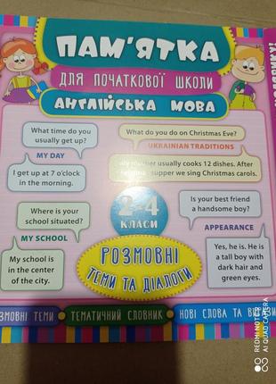 Пам'ятка для початкової школи англійська мова 2-4 класи розмовні тими та діалоги