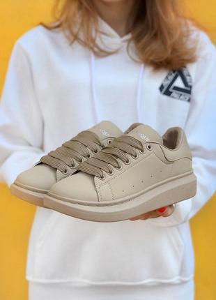 🌺alexander mcqueen oversized sneakers beige🌺александр маквин бежевые кроссовки женские, кросівки маквін бежеві5 фото