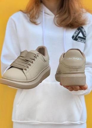 🌺alexander mcqueen oversized sneakers beige🌺александр маквин бежевые кроссовки женские, кросівки маквін бежеві6 фото