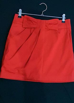 Красная котоновая юбка с бантом asos