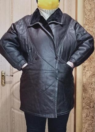 Шкіряна куртка-дублянка на натуральному хутрі,54-56разм.2 фото