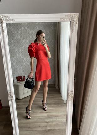 Новое нарядное красное платье, размеры s, m , объемные рукава
