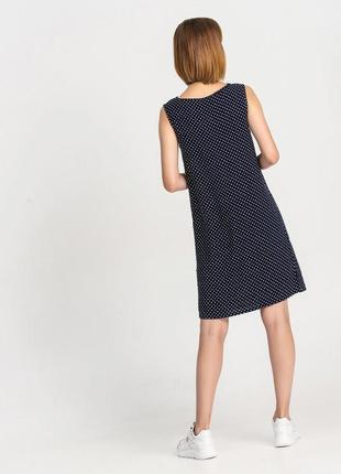 Легкое темно-синее платье хлопковое свободное прямое3 фото