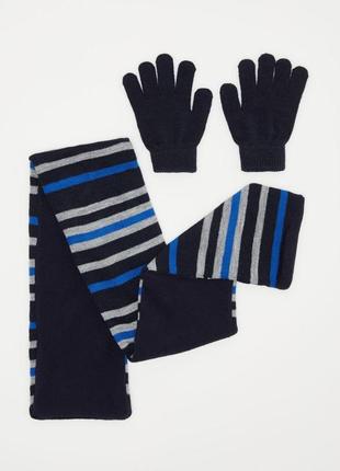 Набор на флисовой подкладке для мальчика 1-2 года  указан размер с /шапка шарф перчатки2 фото