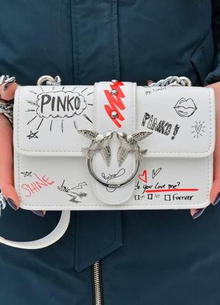 Крута сумка pinko love bag graffiti біла1 фото