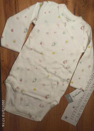 Боди картерс бодик carters длинный рукав кимоно на запах кнопках