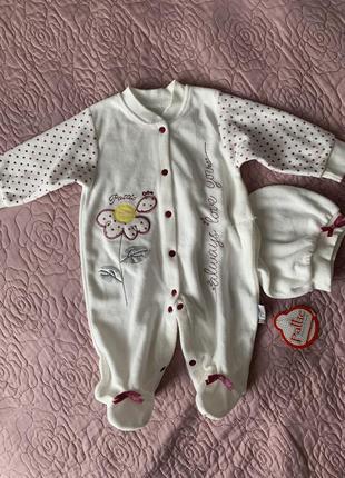 Набор на принцессу , велюровый человечек и шапочка -берет, на выписку