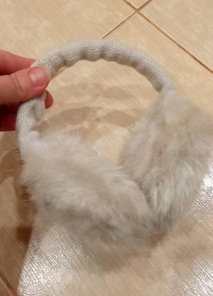 Меховые бежевые зимние ушки, наушники barts