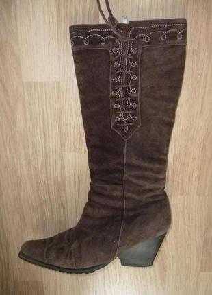 Сапоги зимние замшевые высокие egle на среднем каблуке