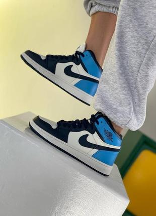 Nike air jordan 1 blue white, кроссовки найк джордан женские2 фото