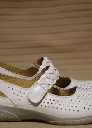 Летние белые перфорированные кожаные туфельки hotter англия 37 1/2 р.5 фото
