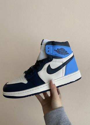 Женские кроссовки nike air jordan 1 retro black blue 36-37-39