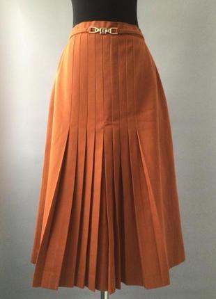 Красивая винтажная юбка в мелкую складку спереди  modissa, швейцария цвет охра