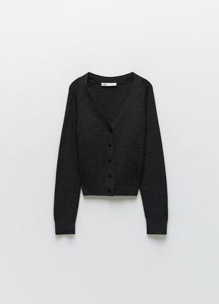 Zara новый  кардиган(45% шерсть ) размер м/38/46 цвет темно-серый1 фото