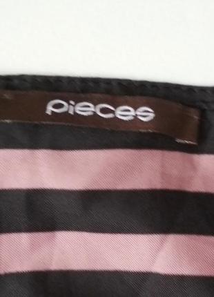 Pieces платок платочек квадратный в полоску розовый черный шарф косынка со звёздочками2 фото