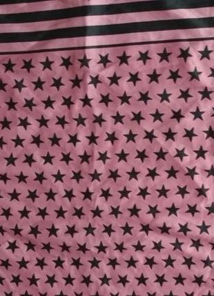 Pieces платок платочек квадратный в полоску розовый черный шарф косынка со звёздочками3 фото
