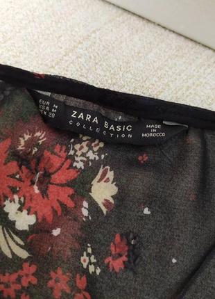 Нарядная блуза роскошная блуза от zara  в цветочек с воланами красивые рукава4 фото