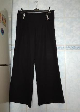 Брюки літні  прямі з легкої тканини брюки жіночі чорні з кишенями 44-46р