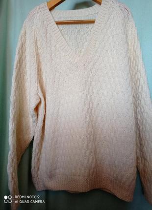 Р4. базовый нарядный молочного цвета пуловер cвитер джемпер реглан3 фото