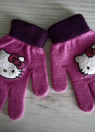 Гламурні рукавички з набору з милим котиком кітті hello kitty.2 фото