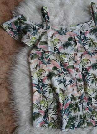 Блуза с открытыми плечами в пальмовый принт3 фото