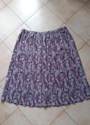 Юбка плиссе,юбка в складки,юбка батал,юбка в цветы,юбка винтажная1 фото